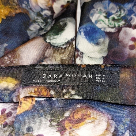 𝅺zara NAVY BLUE FLORAL PRINT TROUSER LEGGINGS- M - Picture 4 of 5